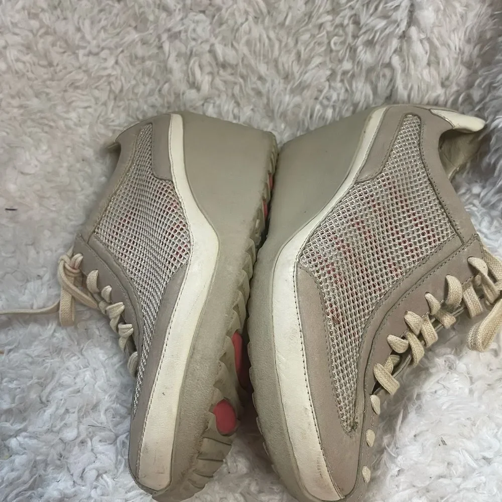 TSUBO Wedge Leather & Mesh khaki & beige Sneakers SZ9